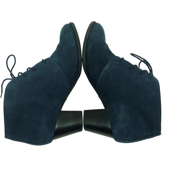 Vionic Ankle Boots 8 Zenda Blue Suede Leather Heeled Booties Lace Up Orthaheel - Picture 5 of 11